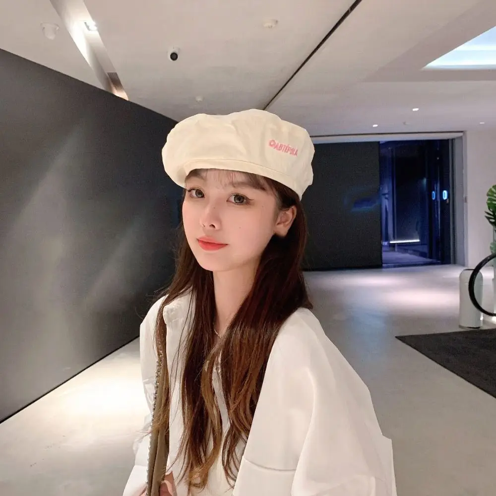 Fashion Plaid Double-sided Beret Flat Solid Color Women Beanie Hat Painter Hat Japanese Octagonal Caps Girls