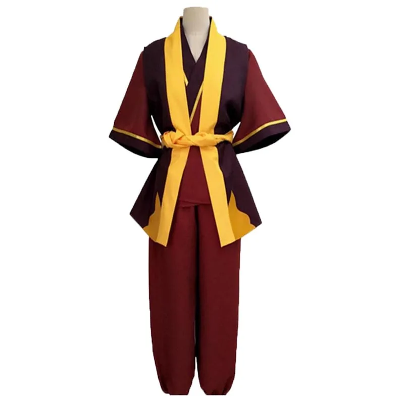 The Last Airbender Anime Cosplay Fato para Homens e Mulheres, Calças Zuko Top e Cinto, Terno Longo Acessório do Dia das Bruxas, Uniforme de Carnaval, Homem Adulto