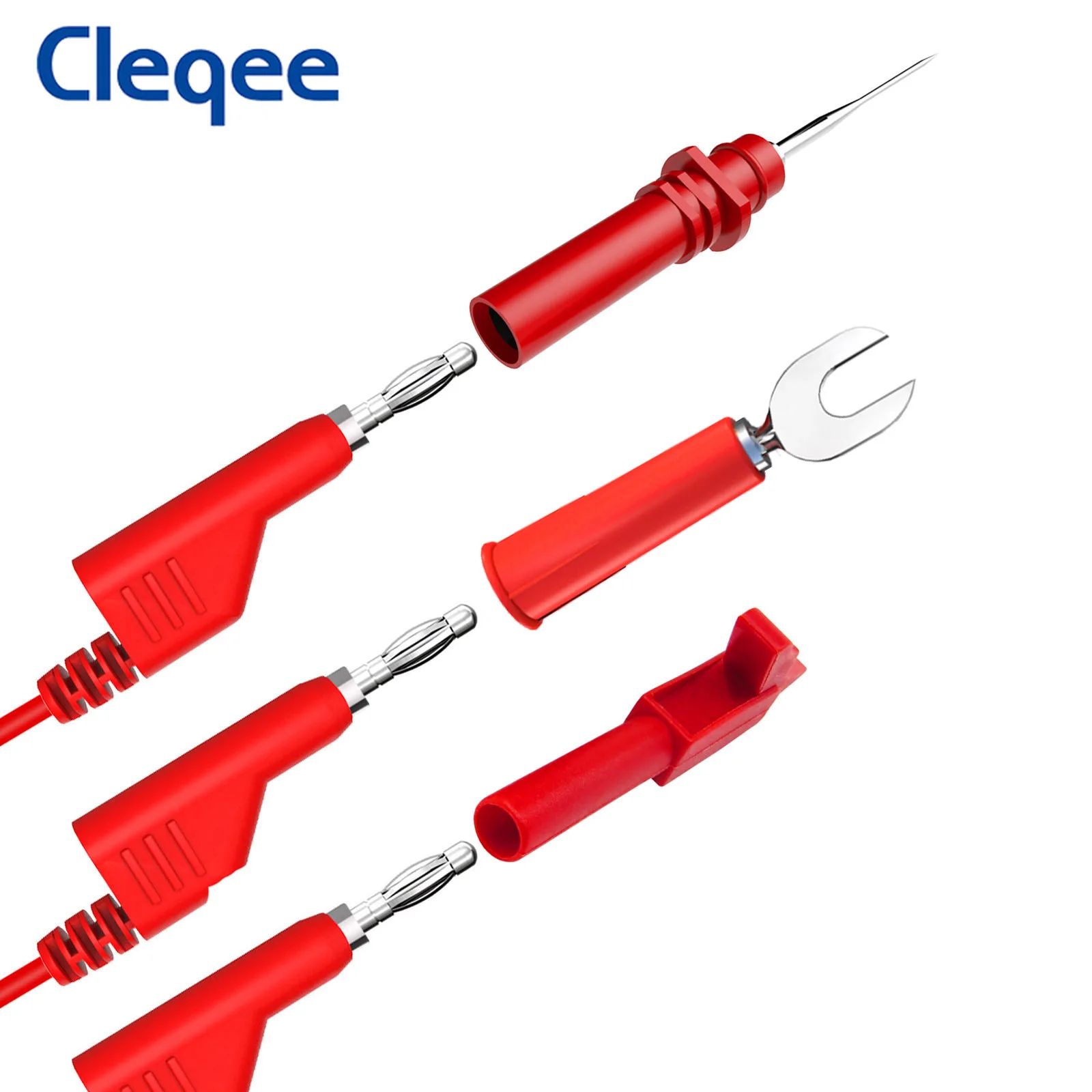 Cleqee P1036B Series Dual 4mm Banana Plug Multimeter Test Leads Kit with Alligator Clip Spade Plug Puncture Test Probe Kit