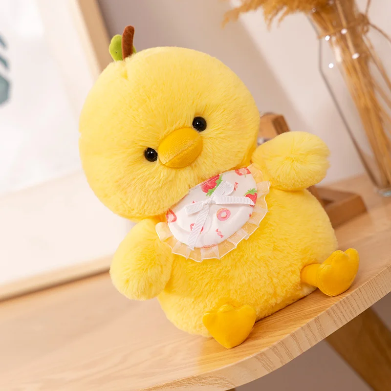 Yellow Chick With Bib Cute Cartoon Plush Toys Boys Girls Sleeping Plush Pillow Lovely Chick Stuffed Dolls Car Sofa Decoration