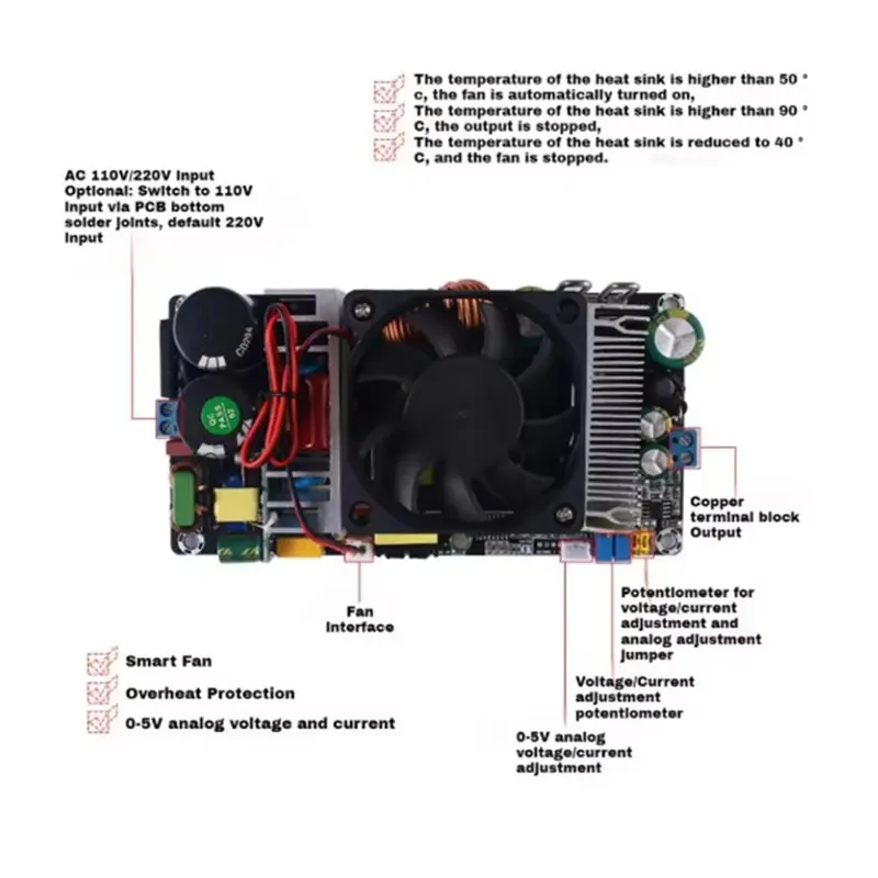 VOFUN-Adjustable 350W High-Power Constant Voltage Current Switching Power Supply Module AC220V To DC0-30V For Electronics