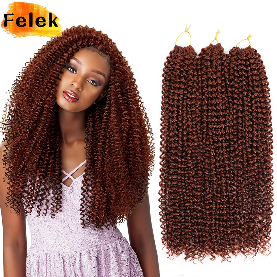22 Inch Water Wave Curly Braiding Hair Extensions Black Synthetic Boho Braids Passion Twist Croche Hair For Women Red Afro Curls