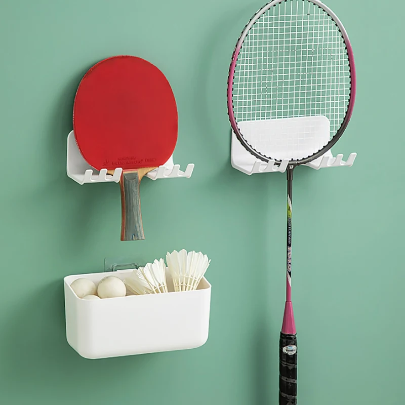 Wall Mounted Racket Rack Ping Pong Paddle Holder Universal Badminton Racket Hook For Home Farmhouse Dorm Living Room Apartment