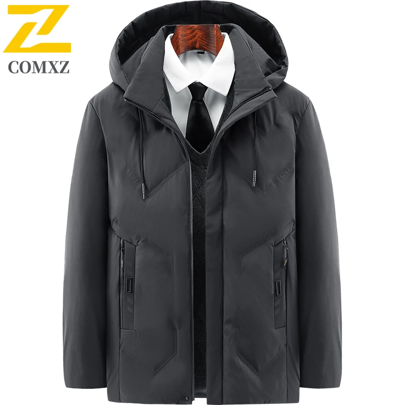 New Winter Jacket 2025 Men Fashion Warm Business Casual Detachable Hood Cotton Coat Thickened Cold Weather Snow Padding Coat