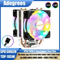 Enfriador de aire de CPU X79, procesador de PC PWM de 3 pines/4 pines, Ventilador RGB para Intel LGA 1151 1155 1200 X99 1700 2011 AMD AM3 AM4, radiador de PC