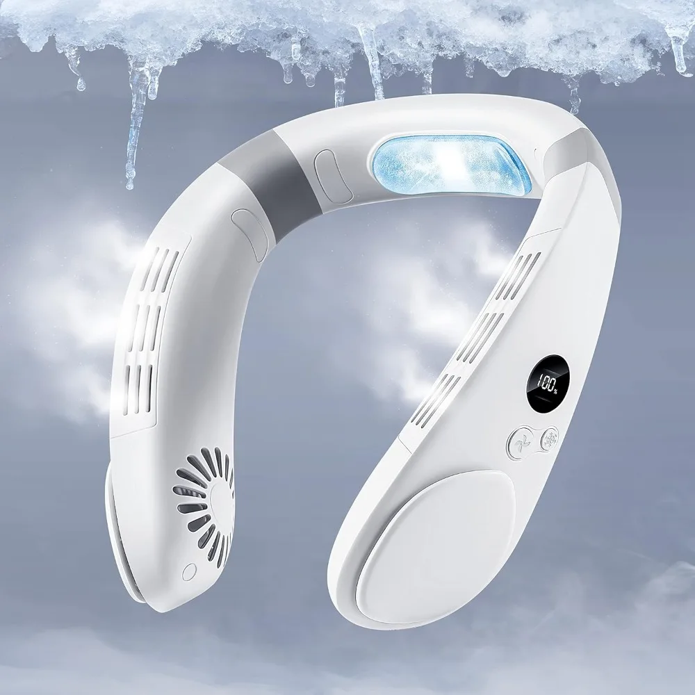 

Портативный перезаряжаемый вентилятор для охлаждения шеи, 4400 мАч, эргономичный, белый, носимый