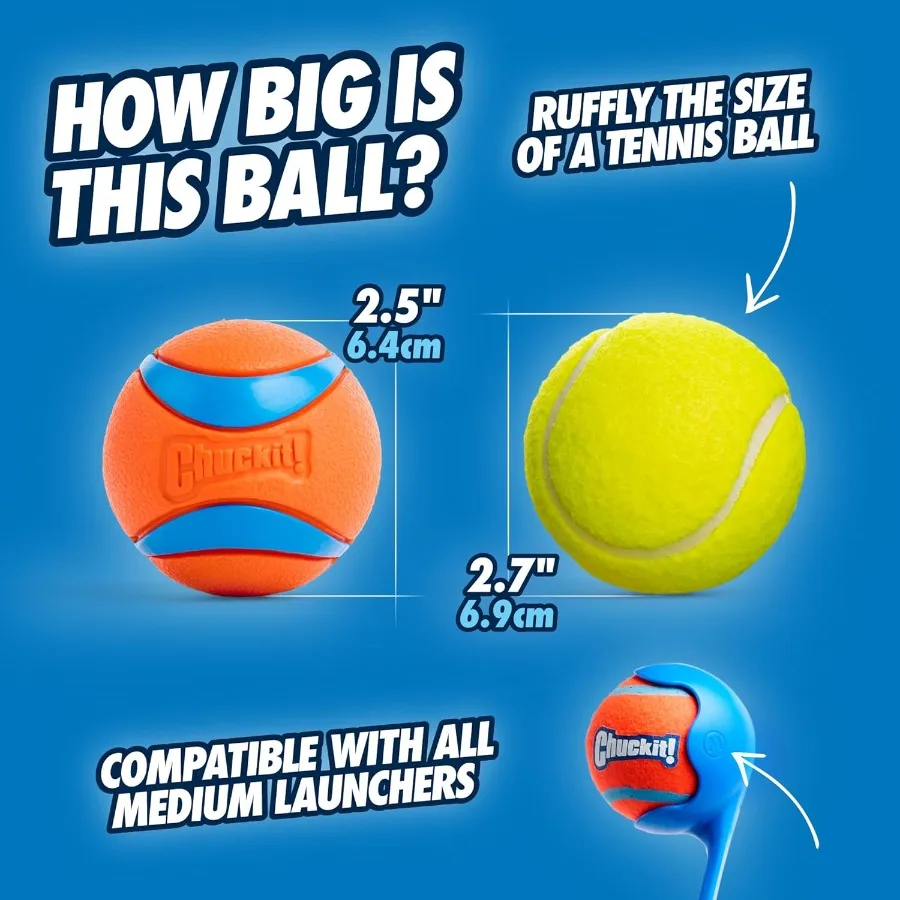 Giocattolo per cani Ultra Ball Palline medie rimbalzanti per cani da 2060 libbre Realizzate da giocattoli galleggianti in gomma resistente per animali domestici Dimensioni medie 2,5