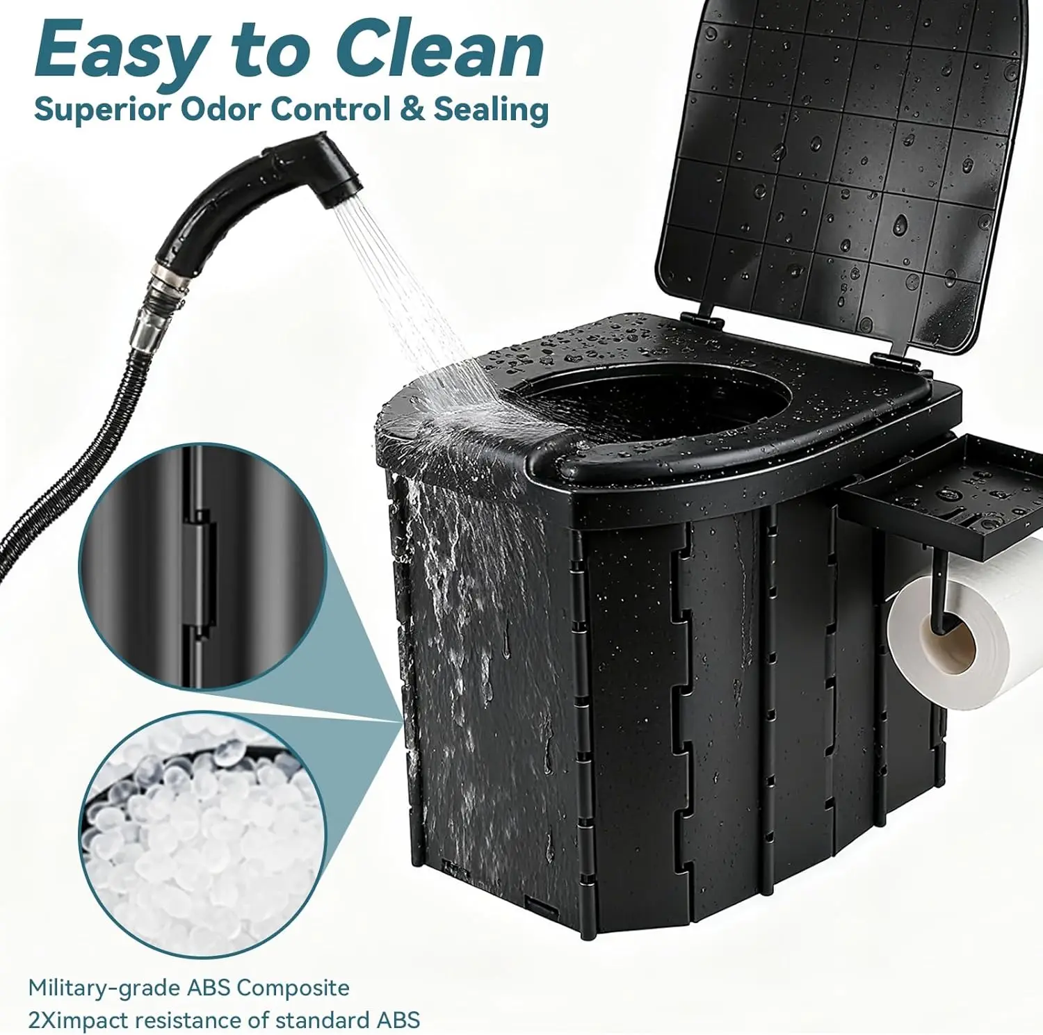 Portable Folding Toilet, Travel Potty with Trash Bags, Detachable Paper &Phone Holder for Outdoor Camping/Boating/Hiking/Van