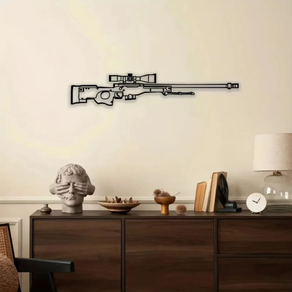 CIFBUY Brand Military Metal Wall Art Gun Silhouette Decor For Men Cave Gaming Room Gun Lover Gift