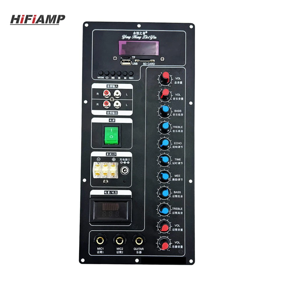 HiFiAMP 11 Knob Preamplifier Board with Bluetooth 5.2, USB/SD/TF, Mic & Guitar Inputs for Audio Amplifier