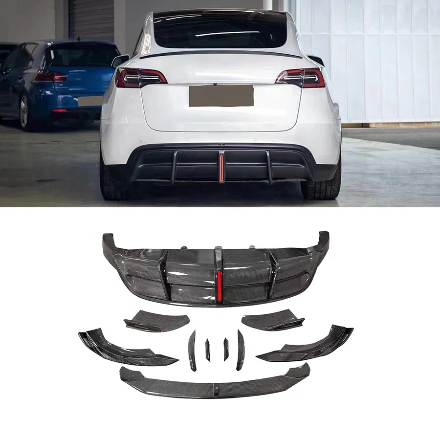 AE Style Car Accessories Carbon Fiber Modified body Kit For Tesla Model Y Front lip Rear Diffuser Bodykit