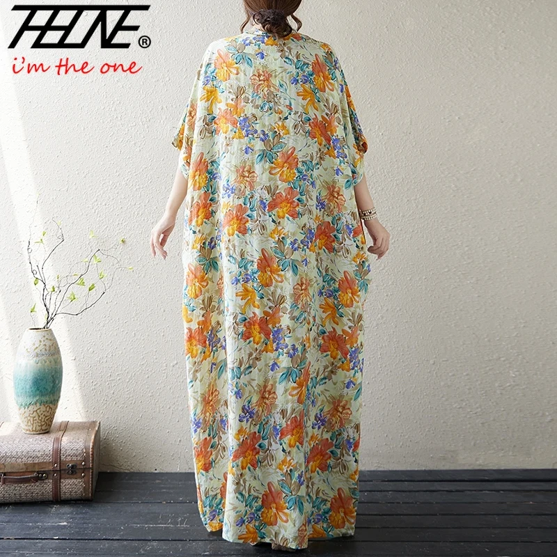 Vestidos De Mujer Plus Size Summer Dress Women Print Bohemian Floral Casual Vintage Beach Style Loose Long Maxi Dresses Feminino