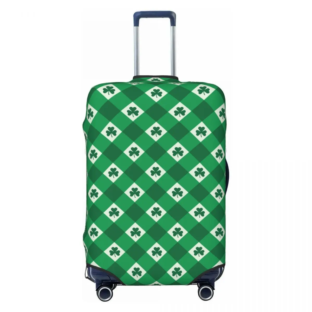 

Custom Funny St Patrick's Day Lucky Clover Leaf Luggage Cover Protector Elastic Travel Suitcase Covers