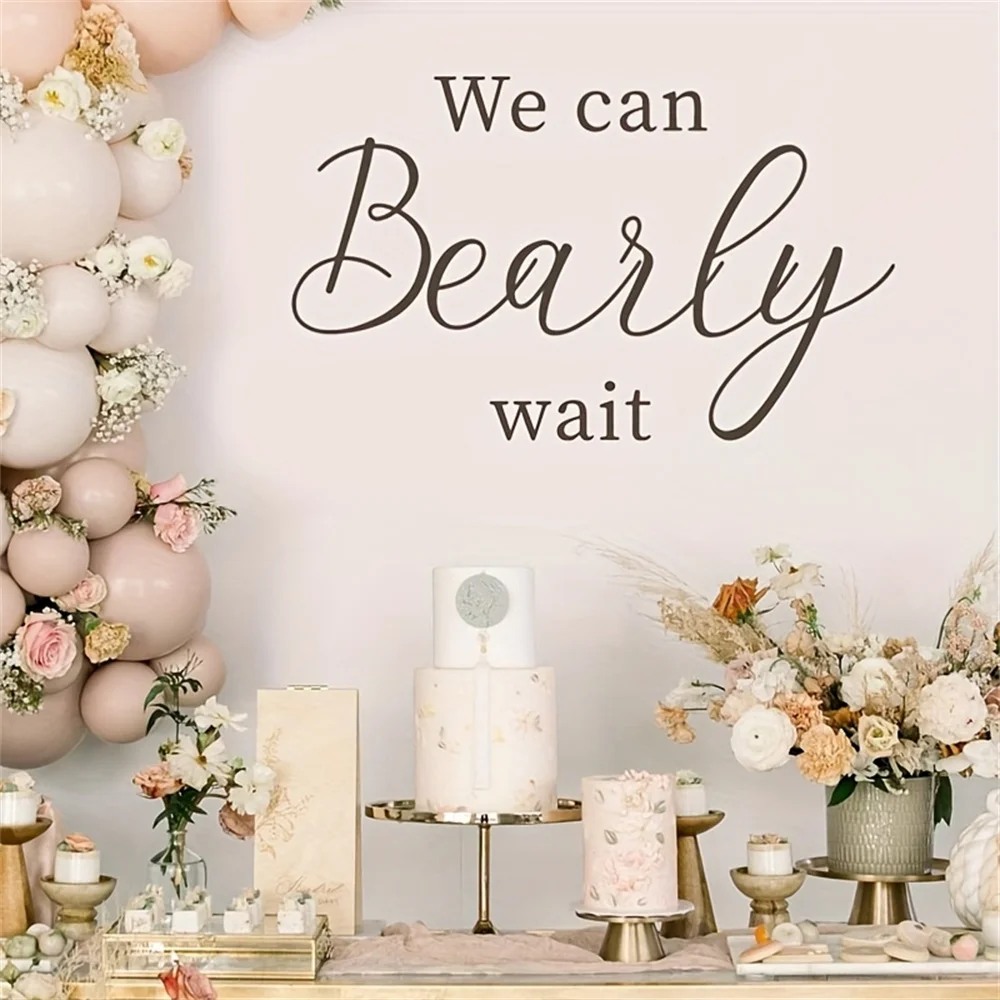 

1set Gender Reveal Party “We Can Wait“ Wall Decal, Welcome Ceremony Decal, Celebration Ceremony Decal