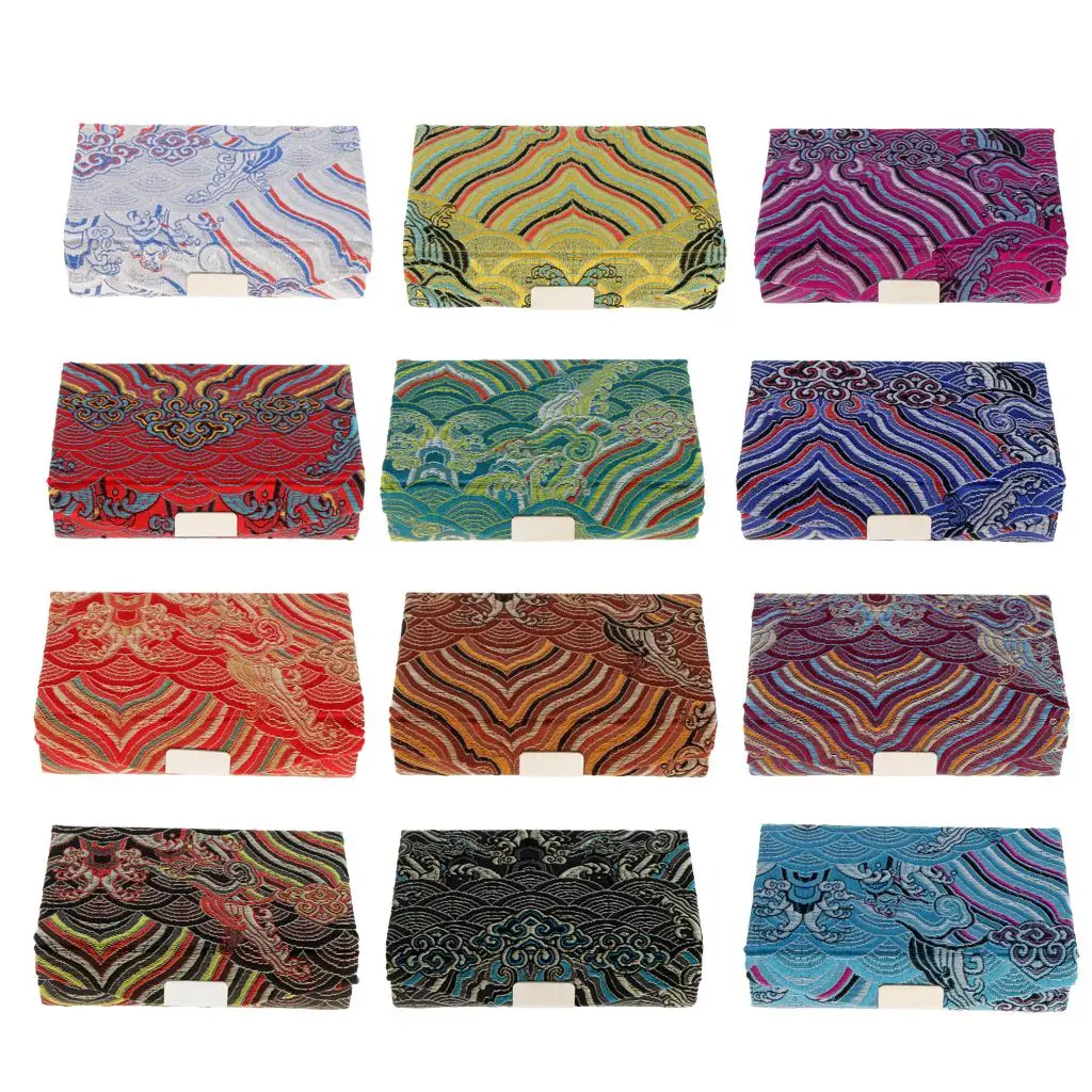 

Двойной чехол-держатель для губной помады с зеркалом, модная ретро-парча с вышивкой