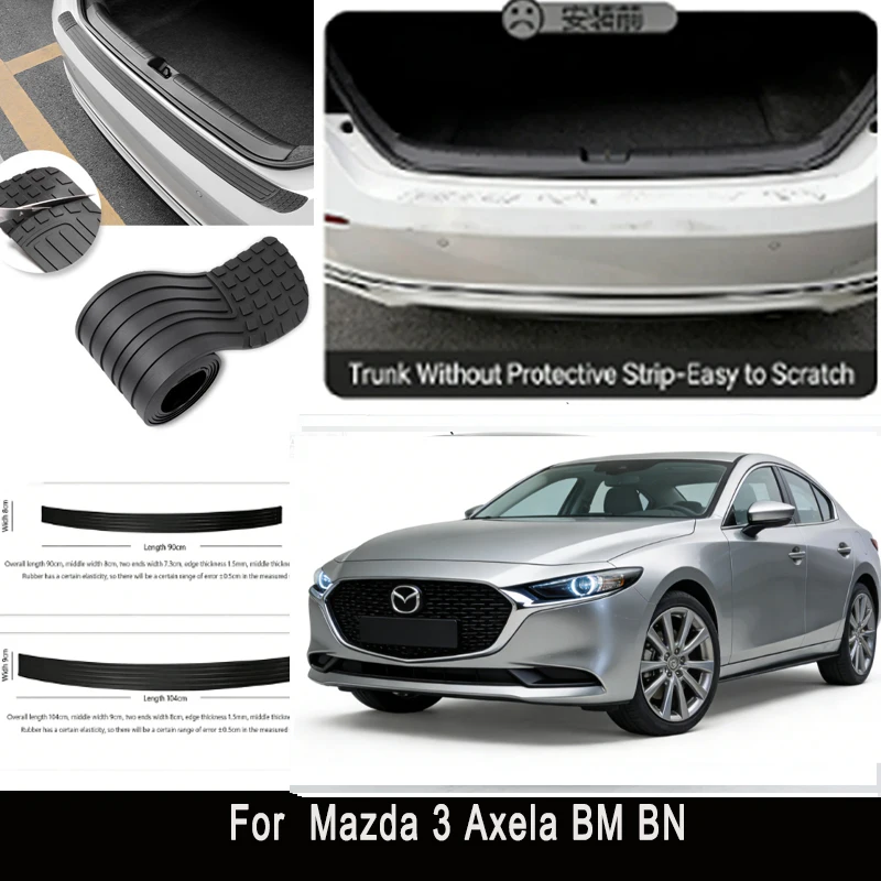 

For Mazda 3 Axela BM BN Rear Trunk Guard Plate Sticker Car Rear Bumper Trim Anti-Kicked Scratch Protector Sticker Strip