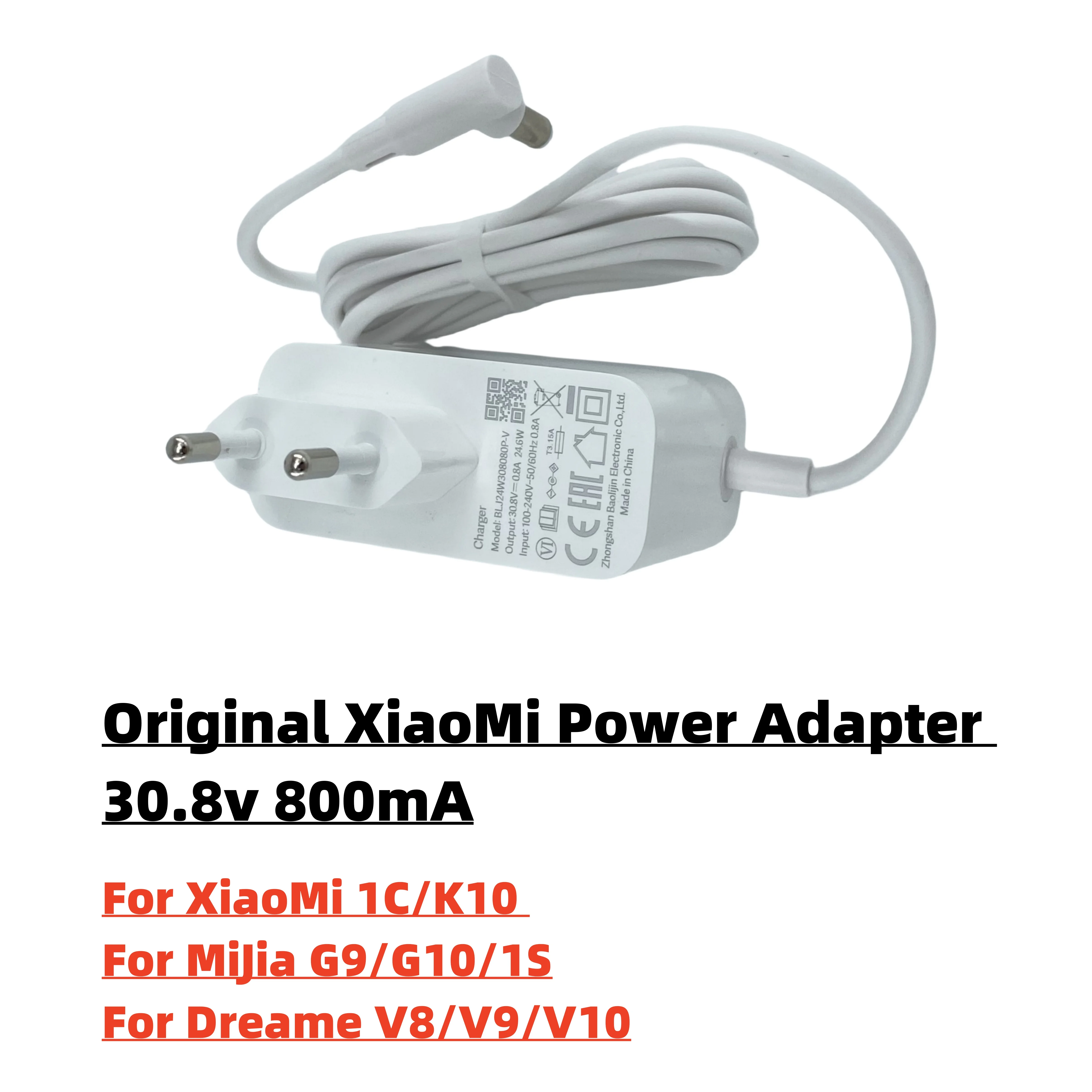 Original Wireless Handheld Vacuum Cleaner Power Adapter 30.8v 800mA For XiaoMi 1C/K10 MiJia G9/G10 Dreame V8/V9/10 with EU Plug