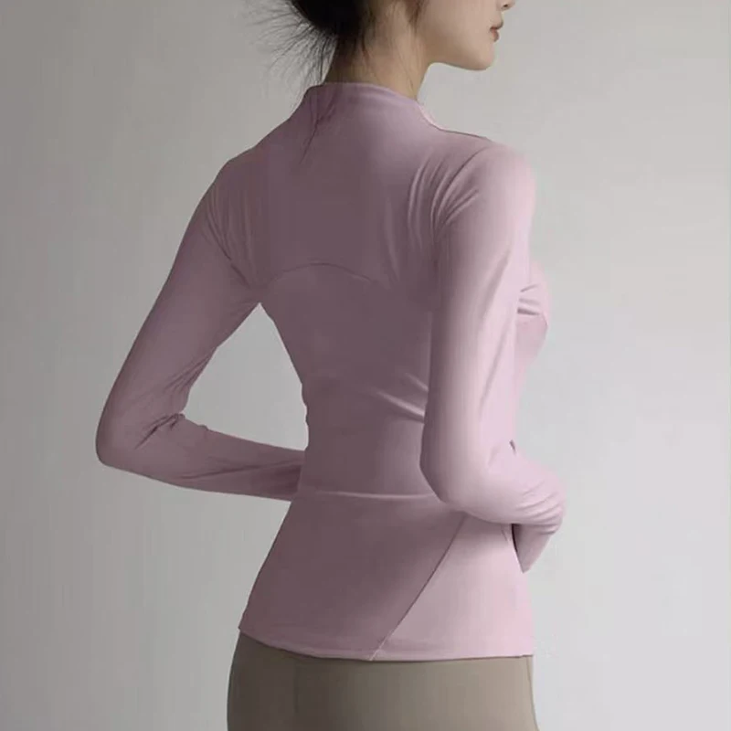 سترة نسائية للخريف بقصة ضيقة وسريعة الجفاف لليوجا واللياقة البدنية، سترة رياضية احترافية للجري وأكمام طويلة لتأثير التخسيس