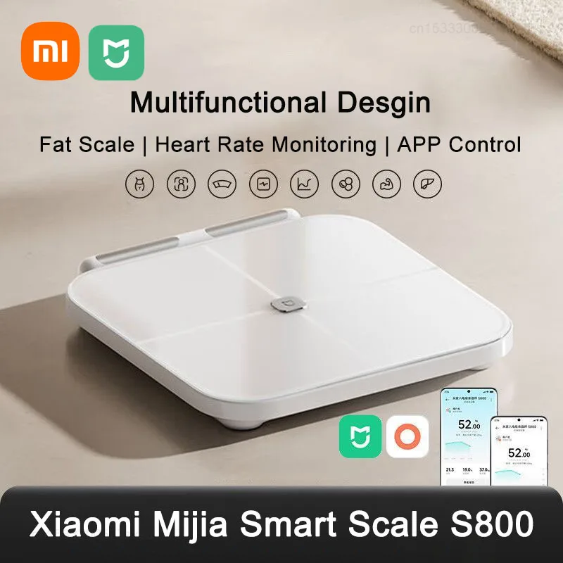 

Xiaomi Mijia Smart Scale S800 8-Electrode Body Mi Fat Scale Bluetooth Dual-Frequency BIA Tempered Glass Works With Mi Home App