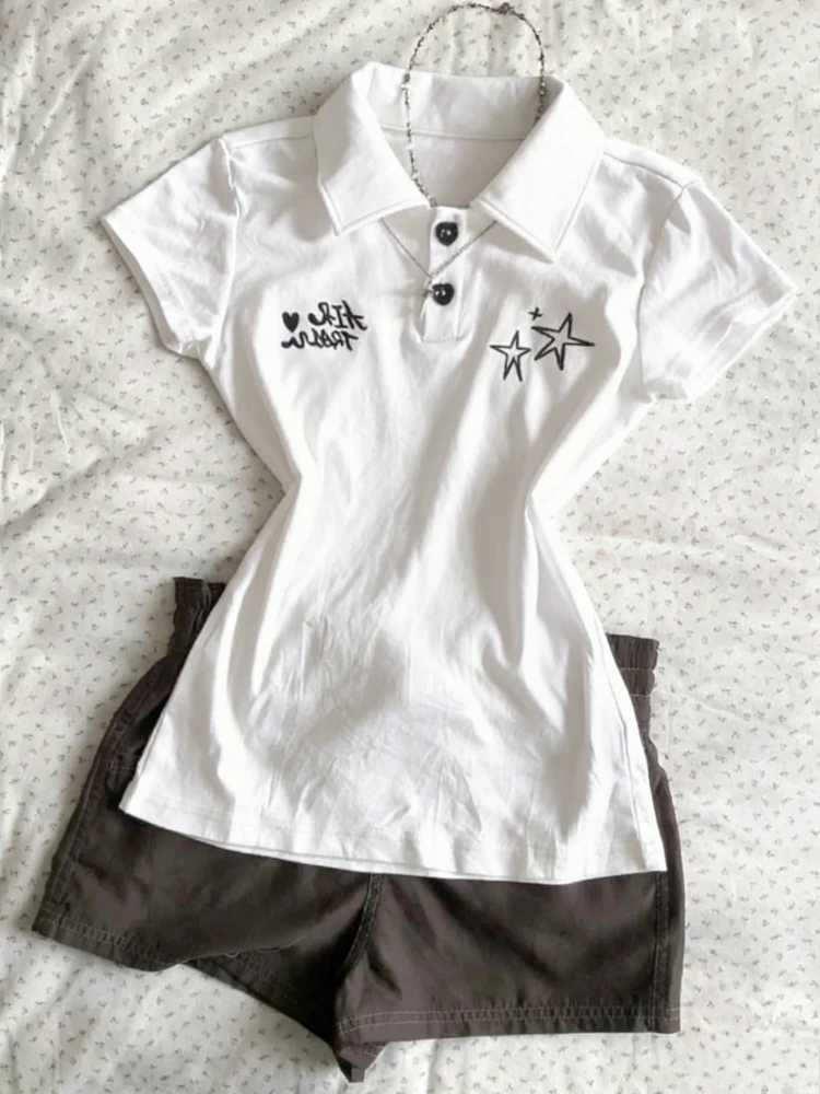 2026 American Vintage T-shits Women Short Sleeve Retro Bodycon Y2k Crop Top Office Lady Korean Fashion Harajuku Subculture Tees image 2