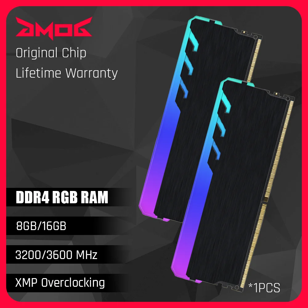 

Оперативная память GMOG DDR4 RGB 8 Гб 16 Гб 3200 МГц 3600 МГц XMP игровая Память ОЗУ для настольного ПК 288Pin DIMM 1,2 в с радиатором