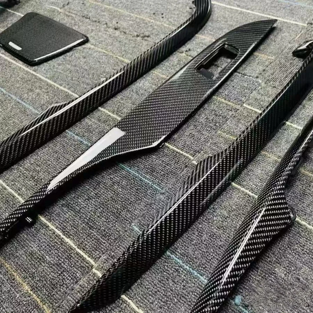 For BMW 6 series F06 F12 640 2012  Real Carbon Fiber Central Control Gear Panel Cover Door Sill Trim Car Accessories Replacement