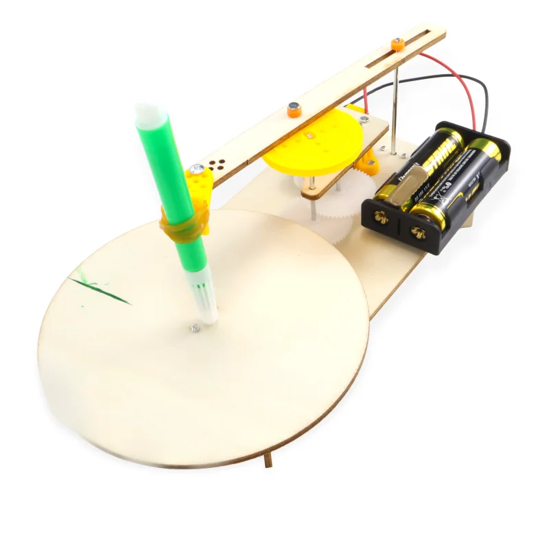 1pcsstem desenho robô kit de madeira plotter automático crianças ciência brinquedo física experimento criativo arte geométrica presente aniversário diy