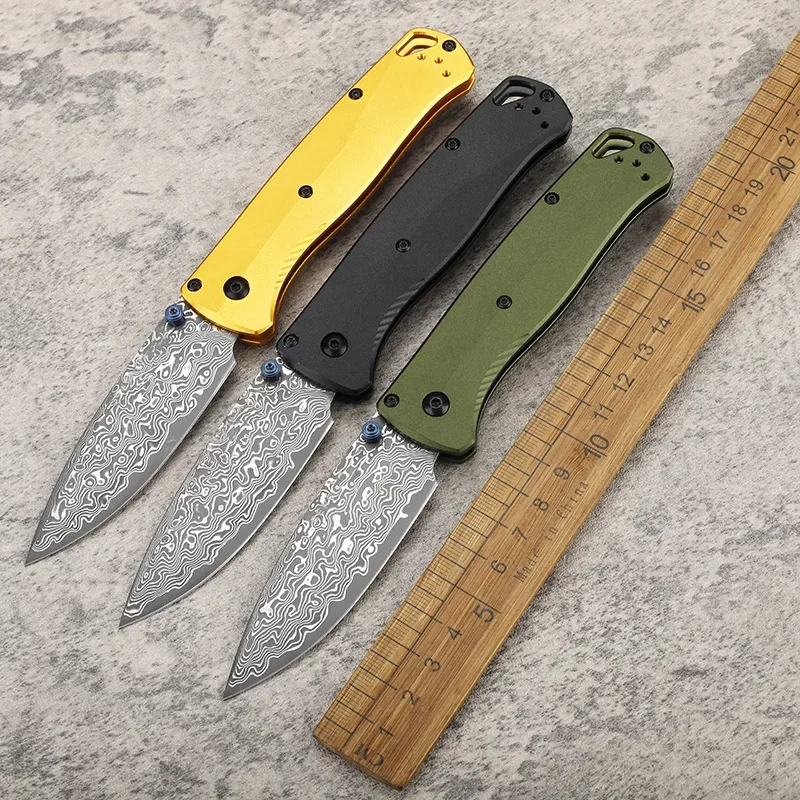 

New 535BK Damascus Aluminum Alloy Handle Day Carry Pocket Survival Tactical Outdoor Camping Fish Rescue EDC Folding Knife