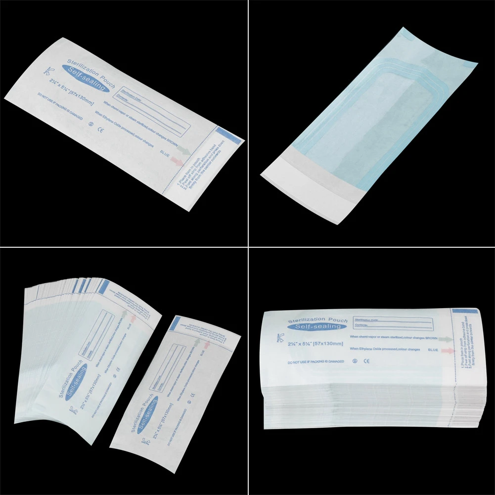 200 Pcs PVC Dental Sterilization Pouch Self-sealing Bag Strong Medical Grade Sterilization Multiple Specifications Dental Tools