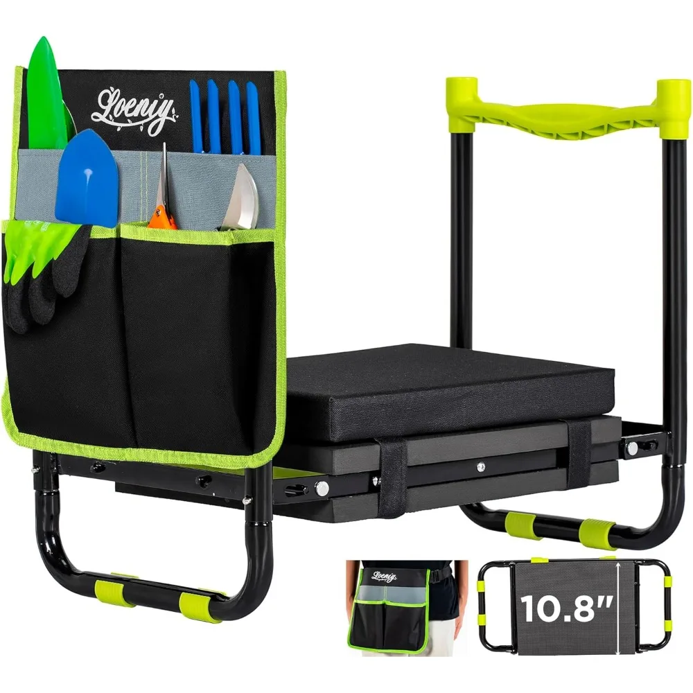 

Садовые голень и сиденье шириной 10,8 дюйма, сверхпрочный складной садовый табурет с сумкой для ремня для инструментов, утолщенная накладка на коленях в комплекте,