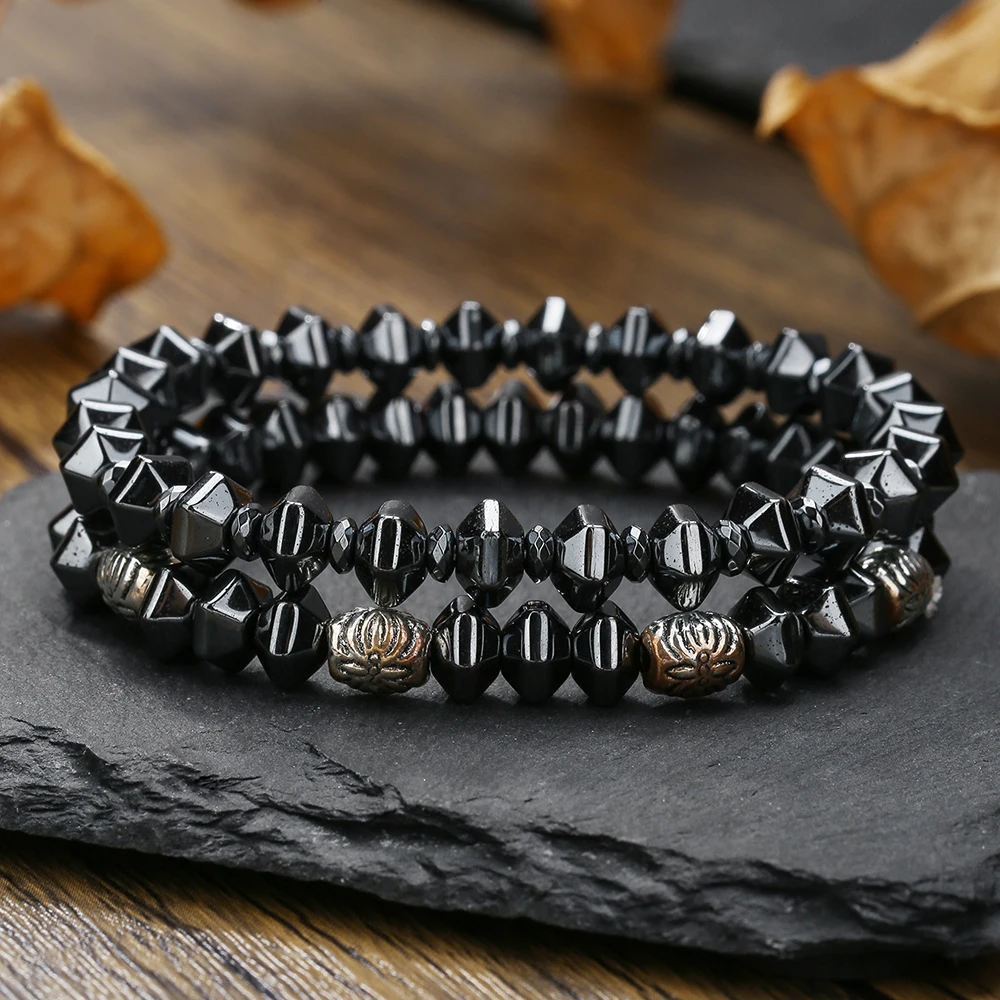 3Pc/s Punk Dark Stack Wear Man Bracelet Black Gallstone Evil Eye Bracelet Retro Neutral Zircon Crown Hapiship Bracelet