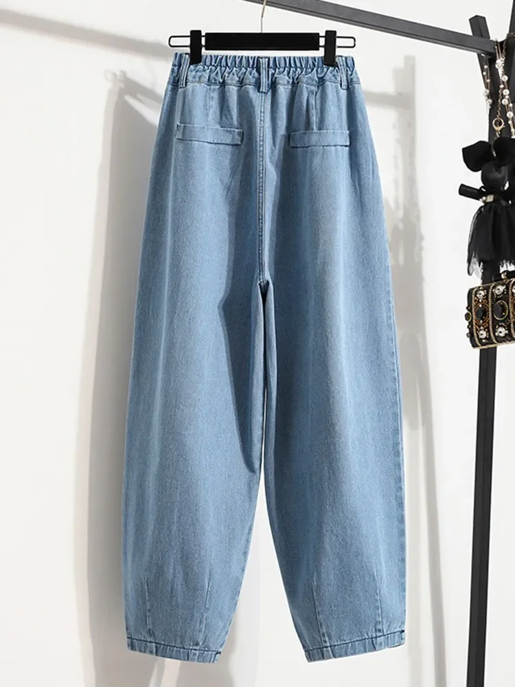 Neue Ankunft 2025 Koreanischen Stil Streetwear Alle-spiel Lose Hohe Taille Weibliche Knöchel-länge Denim Hosen B2051 Frauen casual Jeans