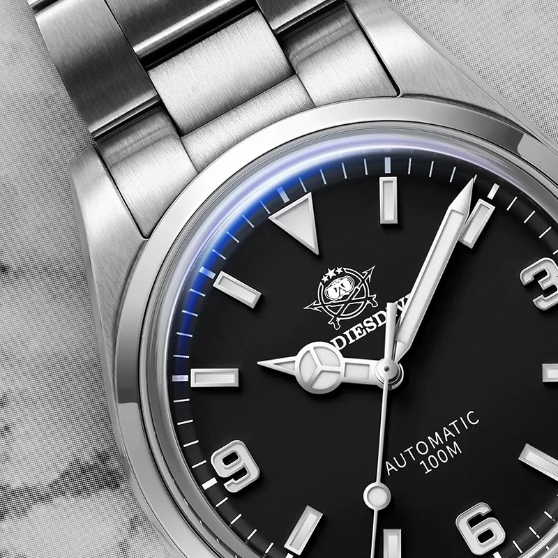 ADDIESDIVE New Mechanical Watch Men Sapphire 10Bar Diving Stainless Steel Vintage Explorer Wristwatch Automatic Watches