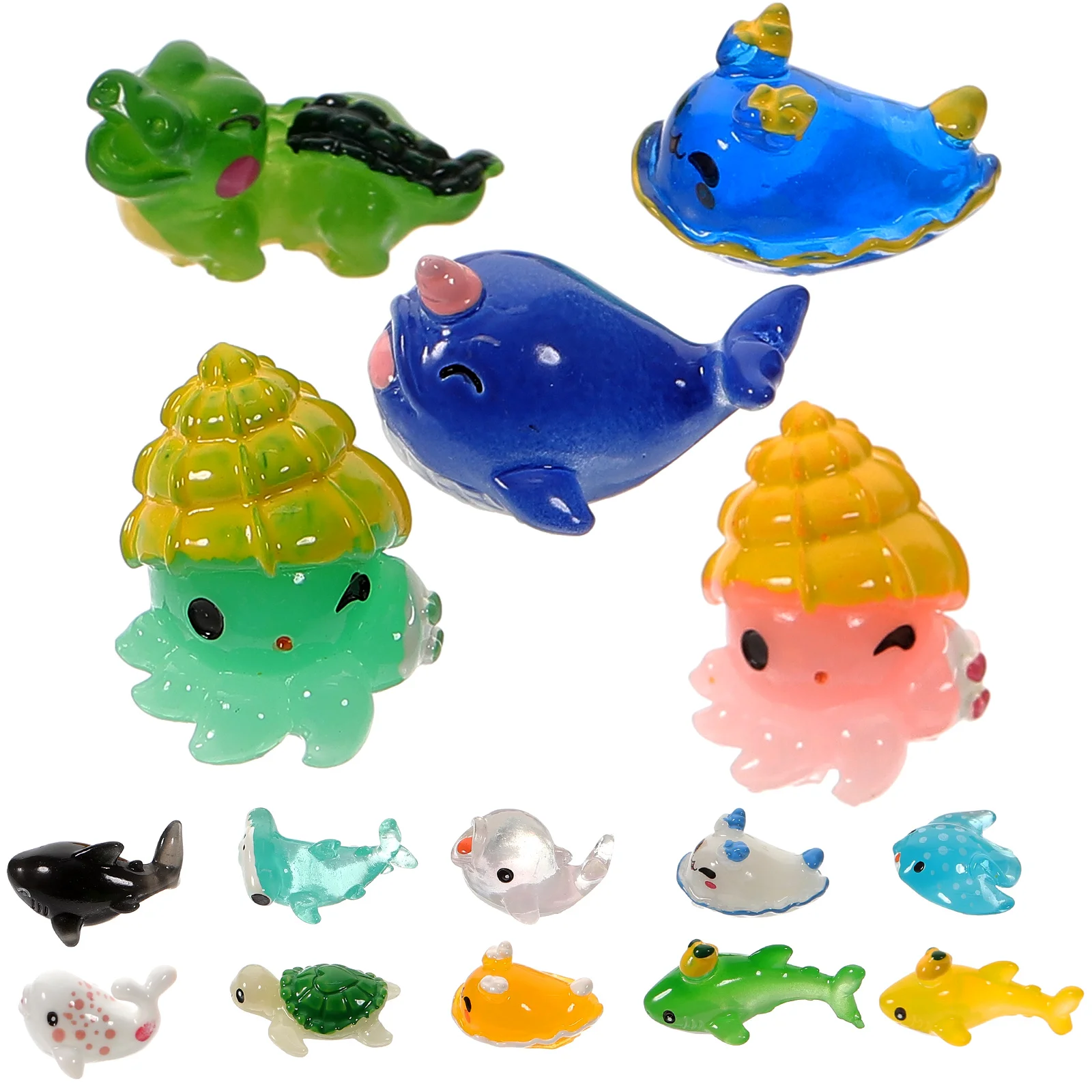 15 Pcs Sea Animal Toys Mini Model Ocean Decorations Creatures Micro Landscape Ornament Fish Tank Ornaments Animals Resin