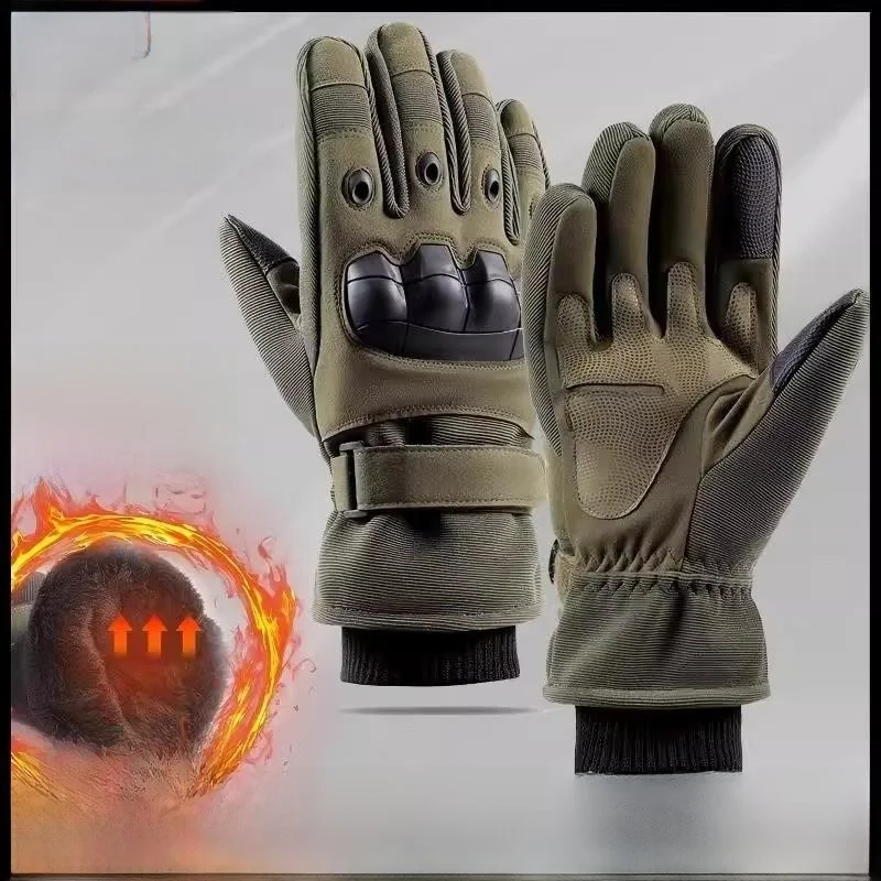 

Tactical Gloves Winter Fleece Warm Cold Resistant Anti Slip Cut Resistant Impact Assault Gloves Outdoor Camping Skiing Gloves