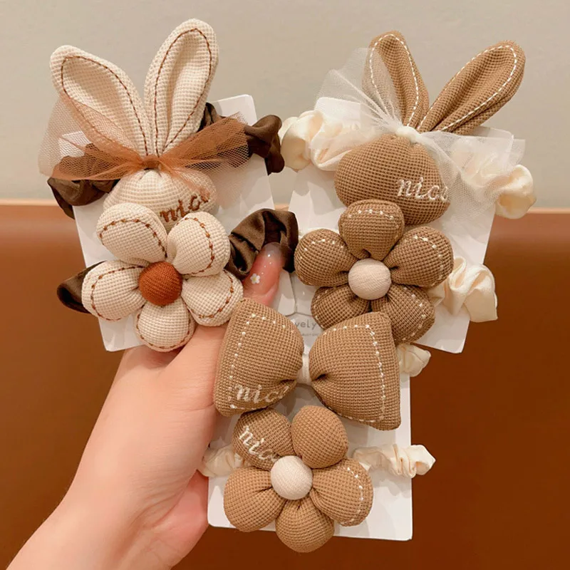 

Milk Coffee Flower Kids Hair Ropes Cute Elastic Princess Girl Rubber Bands Headwear for Girl Kids Hair Accessories