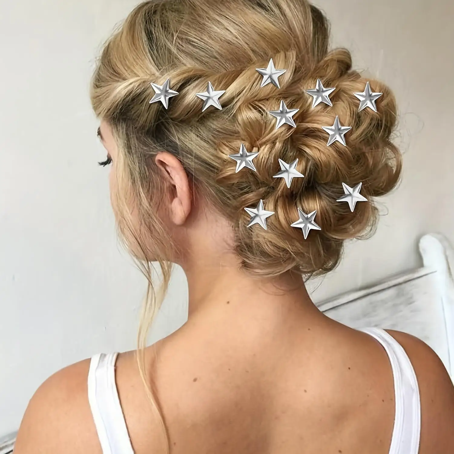 

12pcs women's gold and silver five-pointed star spiral hairpin mini simple and convenient for the back of the head or side outfi