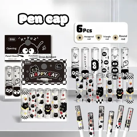 Bilashmart 6/12/18pcs Cute Cat Pencil Toppers, Student Pencil Cap Protectors, Kawaii Eraser Caps, School Prize