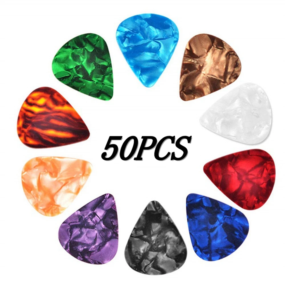 

50pcs Acoustic Guitar Picks Plectrum Celluloid Smooth Electric Guitar Pick Accessories Size 0.46mm 0.71mm 0.81mm 0.96mm