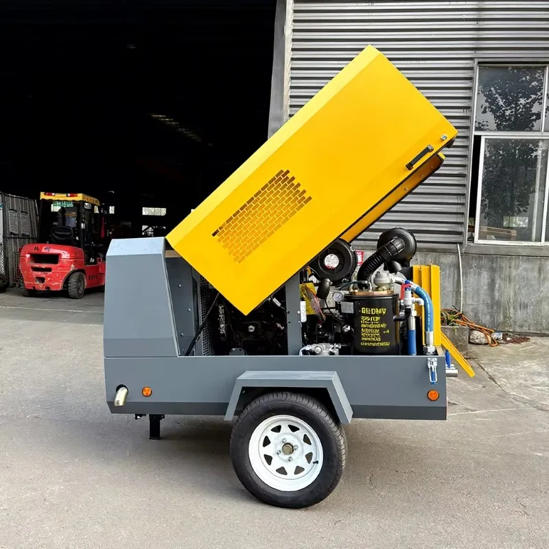 YG Customized 185 CFM 12bar Single Stage Diesel Engine Air Compressor Outside Mobile Air Cooled