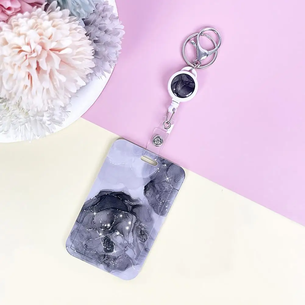 Vertical Id Holder Exquisite Pattern Vertical Id Badge Holder with Retractable Reel for Easy Key Card Access for Professionals