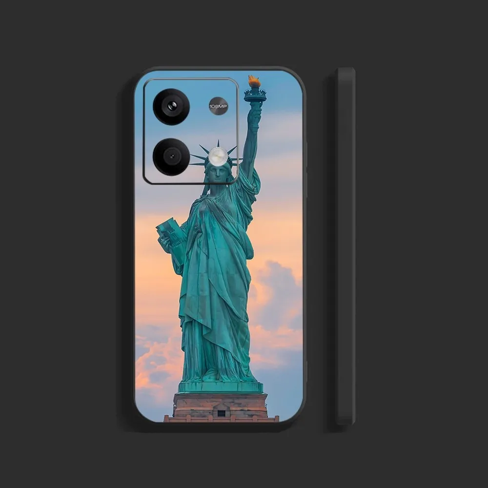 Statue Of Liberty Phone Case For Xiaomi 11 Redmi Note 11 5G 8T 9A 9 10T Note8Pro Note9 12SUltra Black Case