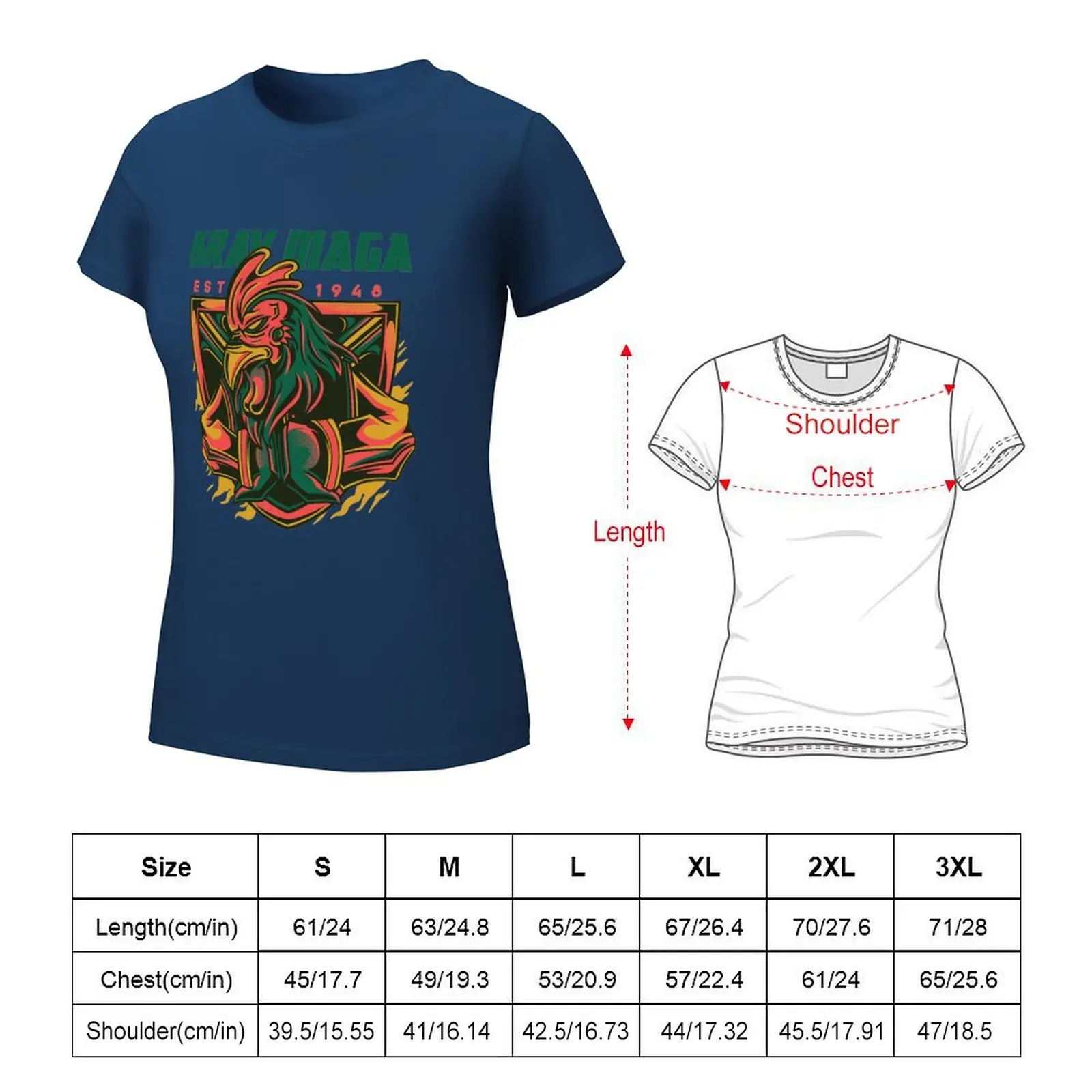 Cópia do Kickass-Cool Krav Maga Rooster Design T-shirt, Animal Print para meninas, roupas de verão, camisa lisa para mulheres