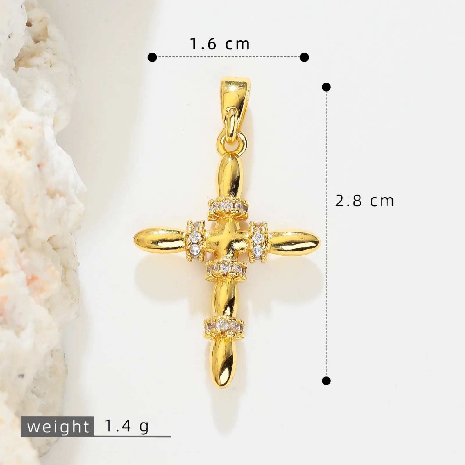 1 Stück Messing-Kreuzanhänger, 18K vergoldet, für DIY-Halsketten, Armbänder, Schmuckherstellung, Großhandel – Detail 12