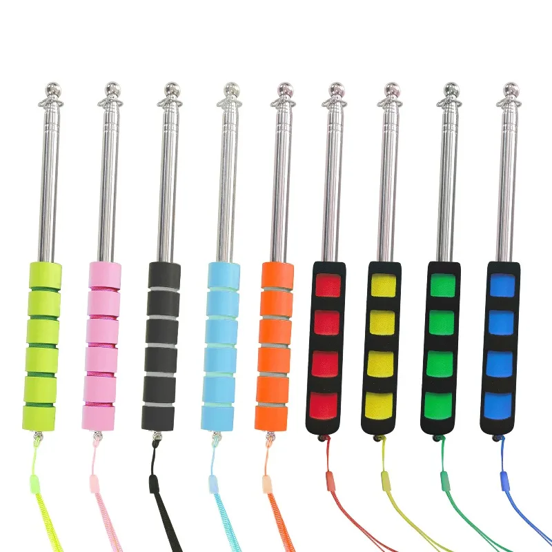 Portable Retractable Tour Guide Flagpole Stainless Steel Telescopic Pointer Stick Anti-slip Sponge Handle Hand Held Flag Pole