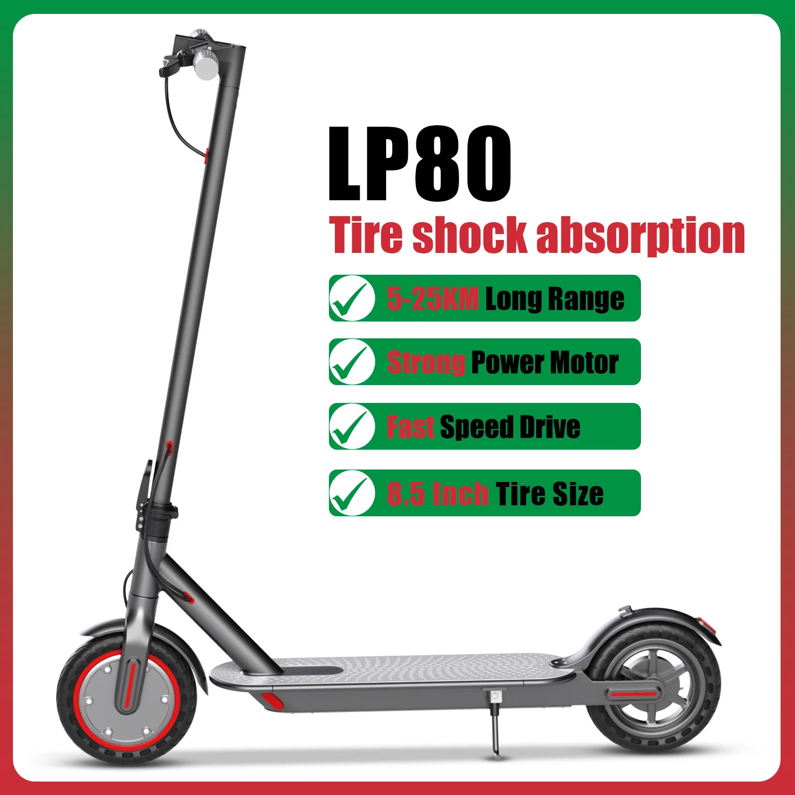 LADPED LP80/LP10 Elektrische Scooter 5-35KM Lange Afstand Verbeterde Krachtige Motor Slimme E-scooter met 8,5/10 Inch Explosiebestendige Band