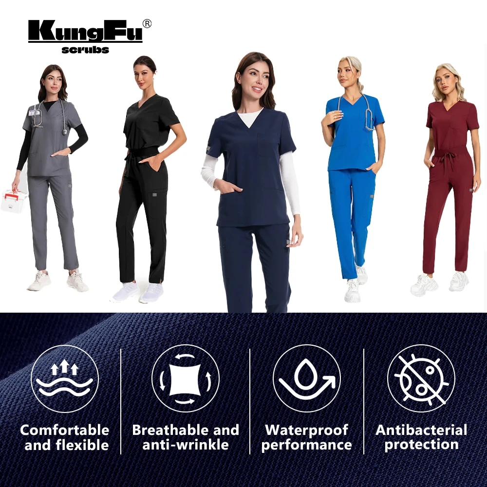 

Dental Nursing Uniform Women Scrub Set with Antibacterial Waterproof Medical Uniform for Hospitals And Clinics