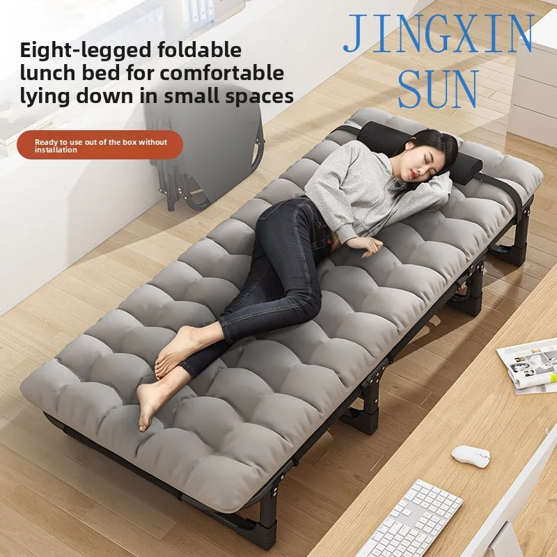 Folding bed office single metal household siesta folding recliner multi-functional camp bed adult siesta artifact