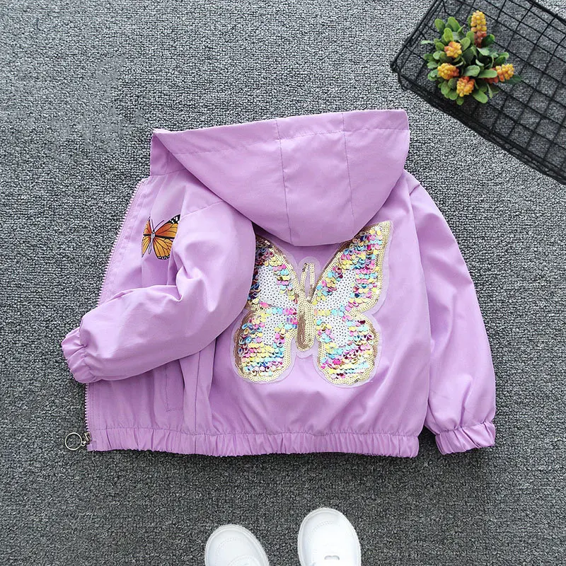 Autumn&Winter Baby Girl Clothes Kid Trench Three Dimensional Butterfly Hooded Jackets&Coats Children Sweet Long Sleeve Tracksuit