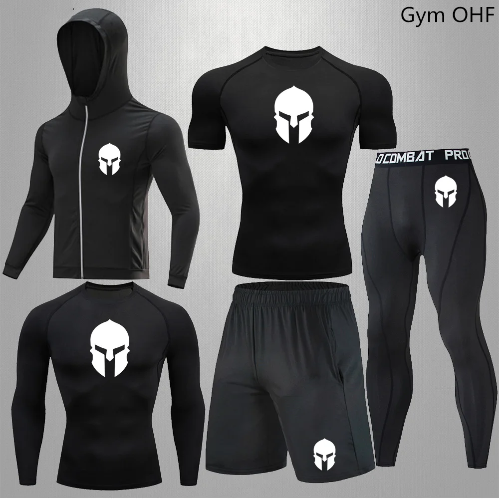 Spartan Men's Sportswear Suit Gym Fitness Running Jogging Sweat Fast Drying Suit Boxing Sportswear Yoga Tights Sports Suit Men